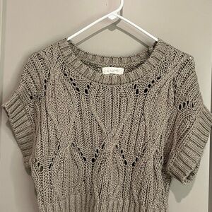 By Together Green Crew Neck Sweater with Cable Knit Design